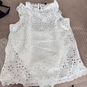 JCrew White Eyelet Tank Blouse